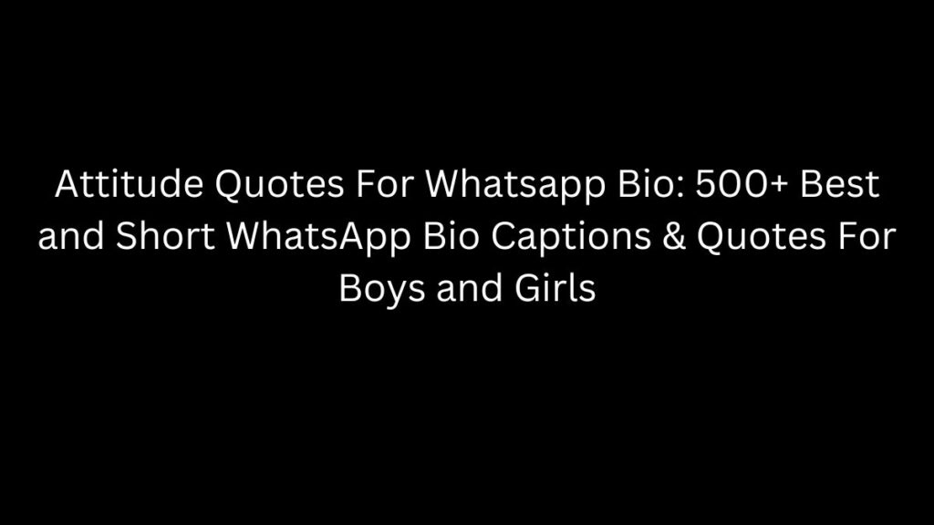 attitude quotes for whatsapp bio
